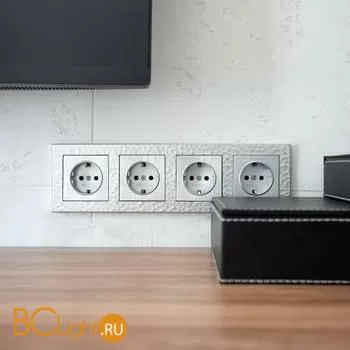 Розетка с заземлением (cеребряный рифленый) Werkel W1171009 a051368 - Фото 7