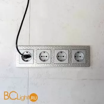 Розетка с заземлением (cеребряный рифленый) Werkel W1171009 a051368 - Фото 8