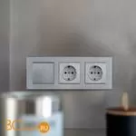 Розетка с заземлением (cеребряный рифленый) Werkel W1171009 a051368 - Фото 12