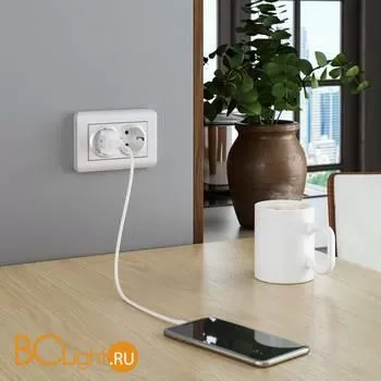 Розетка двойная с заземлением (перламутровый рифленый) Werkel W1172013 a051175 - Фото 0