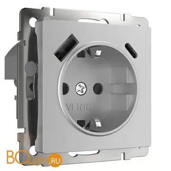 Розетка с быстрой зарядкой USB Type A+С (серебряная) Werkel W1171706 a056274 