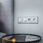 Розетка с заземлением, шторками и USBх2 (серебряный) Werkel W1171506 a051497 - Фото 0