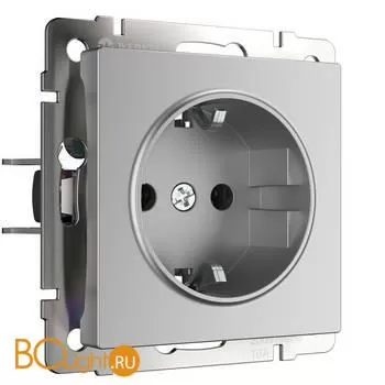Розетка с заземлением, безвинтовой зажим (серебряный) W1171306 a051514