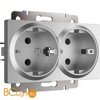 Розетка двойная с заземлением (серебряный) Werkel W1172006 a051525