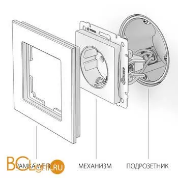 Розетка с заземлением, безвинтовой зажим (черный матовый) Werkel W1171308 a051618 - Фото 24