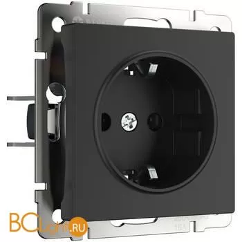 Розетка с заземлением, безвинтовой зажим (черный матовый) Werkel W1171308 a051618
