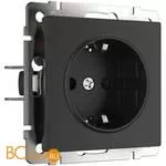 Розетка с заземлением, безвинтовой зажим (черный матовый) Werkel W1171308 a051618