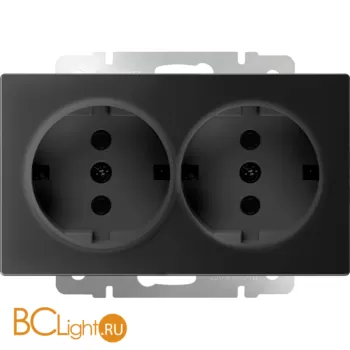 Розетка двойная с заземлением (черный матовый) Werkel W1172008 a051623 - Фото 0