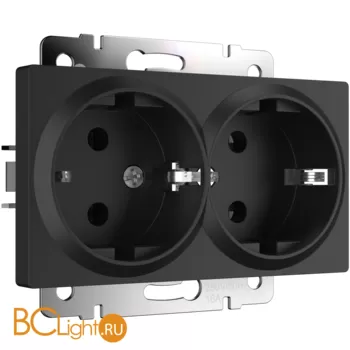 Розетка двойная с заземлением (черный матовый) Werkel W1172008 a051623