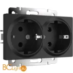 Розетка двойная с заземлением (черный матовый) Werkel W1172008 a051623