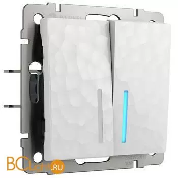 Выключатель двухклавишный проходной с подсветкой (белый) Werkel Hammer W1222101 a052033