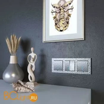 Выключатель двухклавишный с подсветкой (серебряный) Werkel Hammer W1220106 a052087 - Фото 1