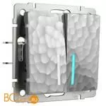 Выключатель двухклавишный проходной с подсветкой (серебряный) Werkel Hammer W1222106 a052085