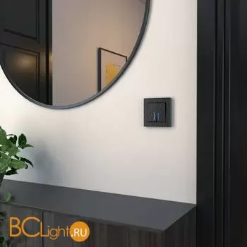 Выключатель двухклавишный с подсветкой (черный) Werkel Hammer W1220108 a052062 - Фото 0