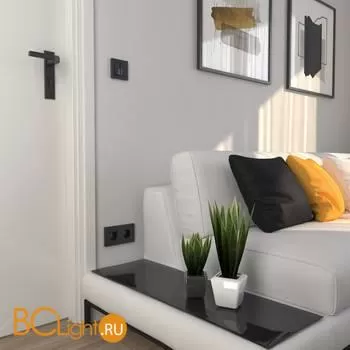 Выключатель двухклавишный проходной с подсветкой (черный) Werkel Hammer W1222108 a052061 - Фото 1