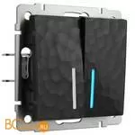 Выключатель двухклавишный проходной с подсветкой (черный) Werkel Hammer W1222108 a052061