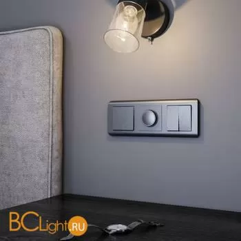 Выключатель двухклавишный проходной (графит рифленый) Werkel W1122004 a050760 - Фото 0