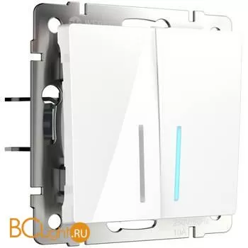 Выключатель двухклавишный проходной с подсветкой (белый) Werkel W1122101 a051112