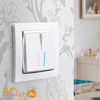 Выключатель двухклавишный проходной с подсветкой (белый) Werkel W1122101 a051112 - Фото 0