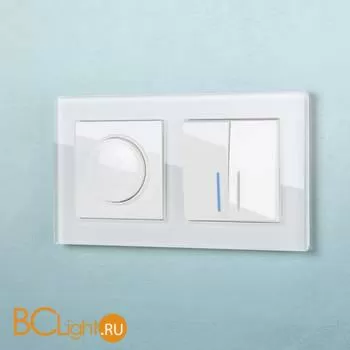 Выключатель двухклавишный проходной с подсветкой (белый) Werkel W1122101 a051112 - Фото 2