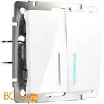 Выключатель двухклавишный проходной с подсветкой (белый) Werkel W1122101 a051112