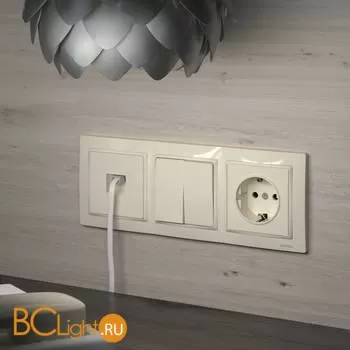 Выключатель двухклавишный проходной (слоновая кость) Werkel W1122003 a051485 - Фото 2