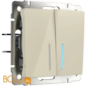 Выключатель двухклавишный проходной c подсветкой (слоновая кость) Werkel W1122103 a051477