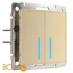 Сенсорный выключатель двухклавишный Умный дом (шампань) Werkel W4520611 a048329
