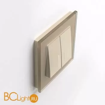 Выключатель двухклавишный проходной с подсветкой (шампань) Werkel W1122111 a050861 - Фото 1