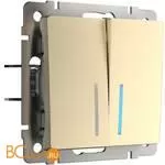 Выключатель двухклавишный проходной с подсветкой (шампань) Werkel W1122111 a050861