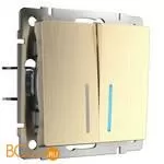 Выключатель двухклавишный с подсветкой (шампань рифленый) Werkel W1120110 a051414
