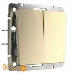 Выключатель двухклавишный проходной (шампань рифленый) Werkel W1122010 a051420