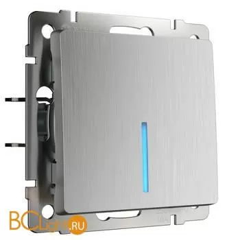 Выключатель одноклавишный проходной с подсветкой (cеребряный рифленый) Werkel W1112109 a051361