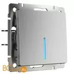 Выключатель одноклавишный проходной с подсветкой (cеребряный рифленый) Werkel W1112109 a051361