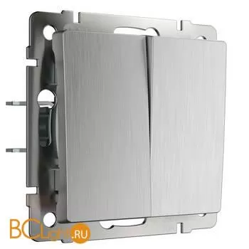Выключатель двухклавишный (cеребряный рифленый) Werkel W1120009 a051355