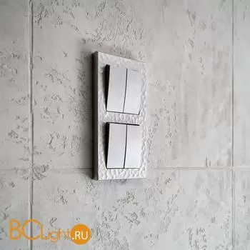 Выключатель двухклавишный (cеребряный рифленый) Werkel W1120009 a051355 - Фото 1