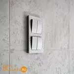 Выключатель двухклавишный (cеребряный рифленый) Werkel W1120009 a051355 - Фото 1