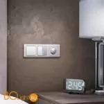 Выключатель двухклавишный с подсветкой (cеребряный рифленый) Werkel W1120109 a051356 - Фото 0