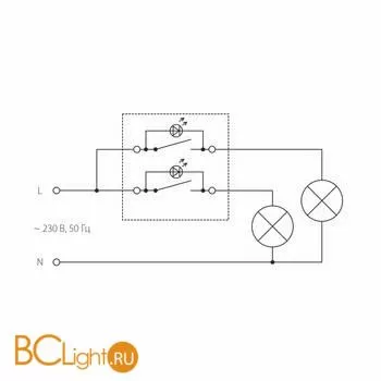 Выключатель двухклавишный с подсветкой (перламутровый рифленый) Werkel W112011 a0511863 - Фото 3