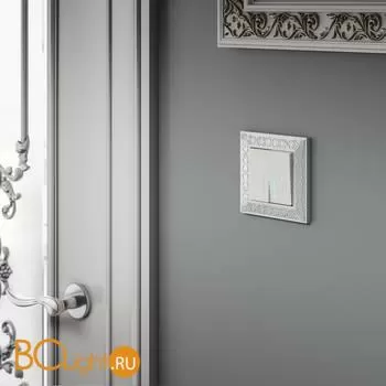 Выключатель двухклавишный проходной с подсветкой (перламутровый рифленый) Werkel W1122113 a051174 - Фото 1