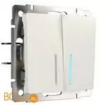 Выключатель двухклавишный проходной с подсветкой (перламутровый рифленый) Werkel W1122113 a051174