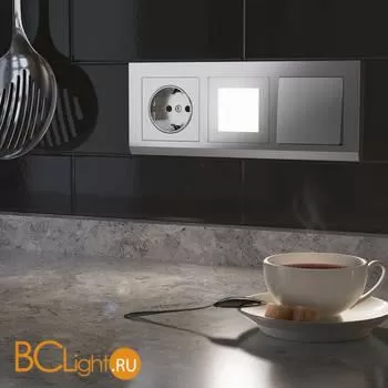 Выключатель одноклавишный (серебряный) Werkel W1110006 a051498 - Фото 0