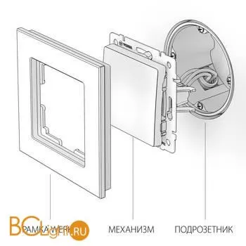 Перекрестный переключатель одноклавишный (серебряный) Werkel W1113006 a051522 - Фото 3
