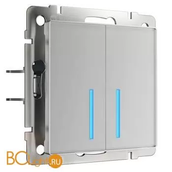 Сенсорный выключатель двухклавишный с подсветкой (серебряный) Werkel W4520106 a047895