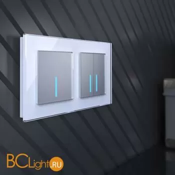 Сенсорный выключатель двухклавишный с подсветкой (серебряный) Werkel W4520106 a047895 - Фото 6