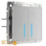 Сенсорный выключатель двухклавишный с подсветкой (серебряный) Werkel W4520106 a047895