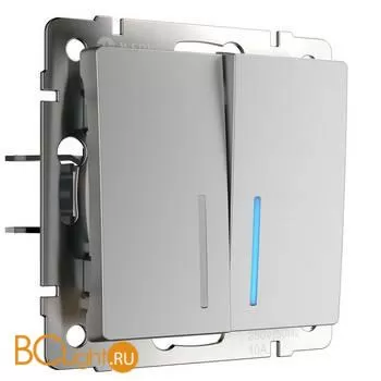 Выключатель двухклавишный с подсветкой (серебряный) Werkel W1120106 a051506