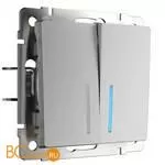 Выключатель двухклавишный с подсветкой (серебряный) Werkel W1120106 a051506