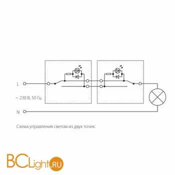 Выключатель одноклавишный проходной с подсветкой (серо-коричневый) Werkel WL07-SW-1G-2W-LED a035909 - Фото 2