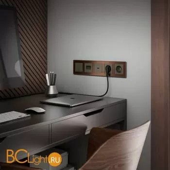 Выключатель двухклавишный (серо-коричневый) Werkel W1120007 a050845 - Фото 0